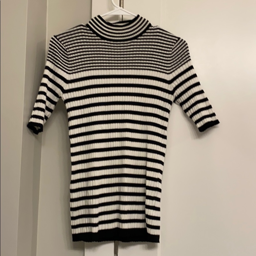 Black and White Striped Sweater Blouse